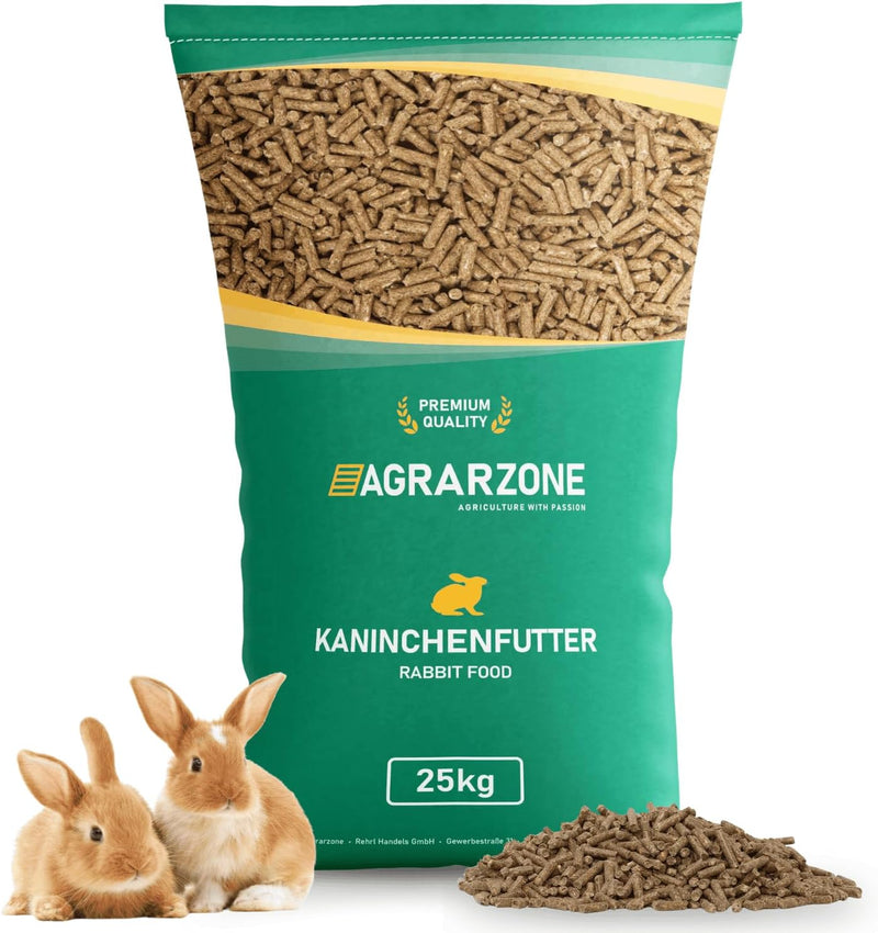 Agrarzone Kaninchenfutter Pellets 25 kg - Hasenfutter 25KG für Kaninchen, Zwergkaninchen und Hasen -