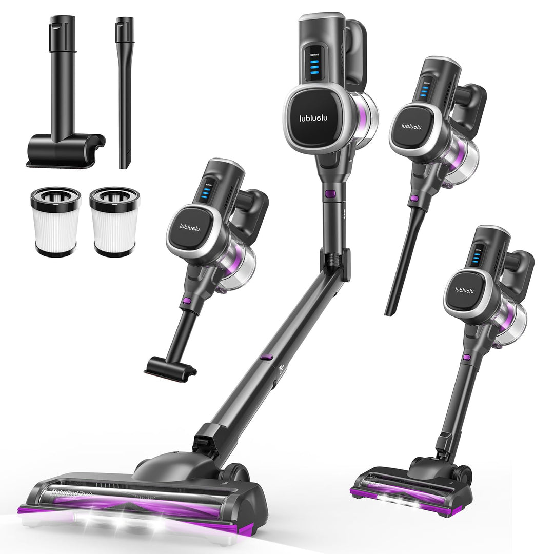 Lubluelu Kabelloser Staubsauger 48000Pa 450W, bis zu 50 Min Laufzeit, Anti-Tangle Bürste mit LED, fr