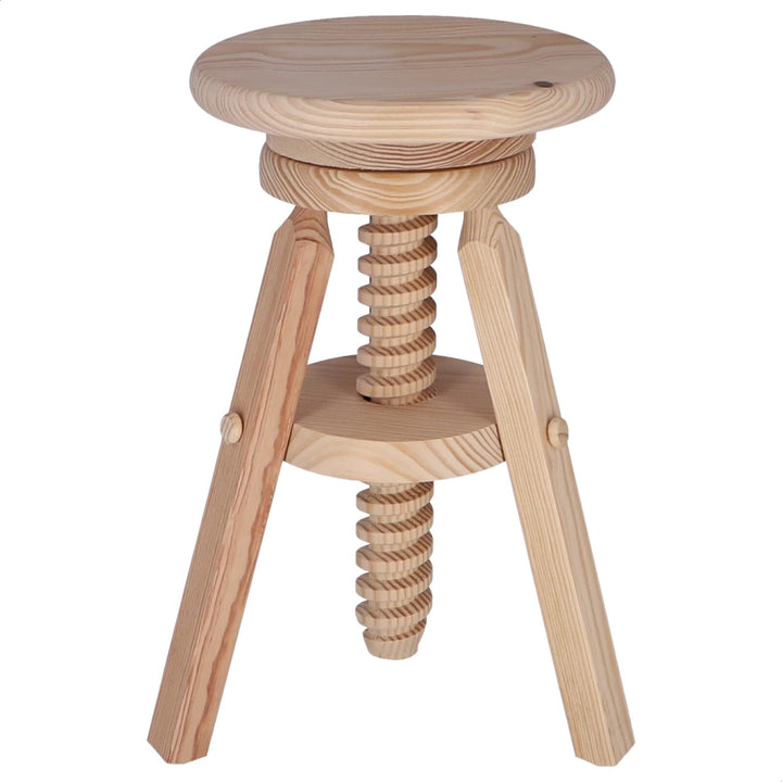 WELL HOME MOBILIARIO & DECORACIÓN Runder Drehhocker aus Holz, lackfrei, 29 x 29 x 64 cm