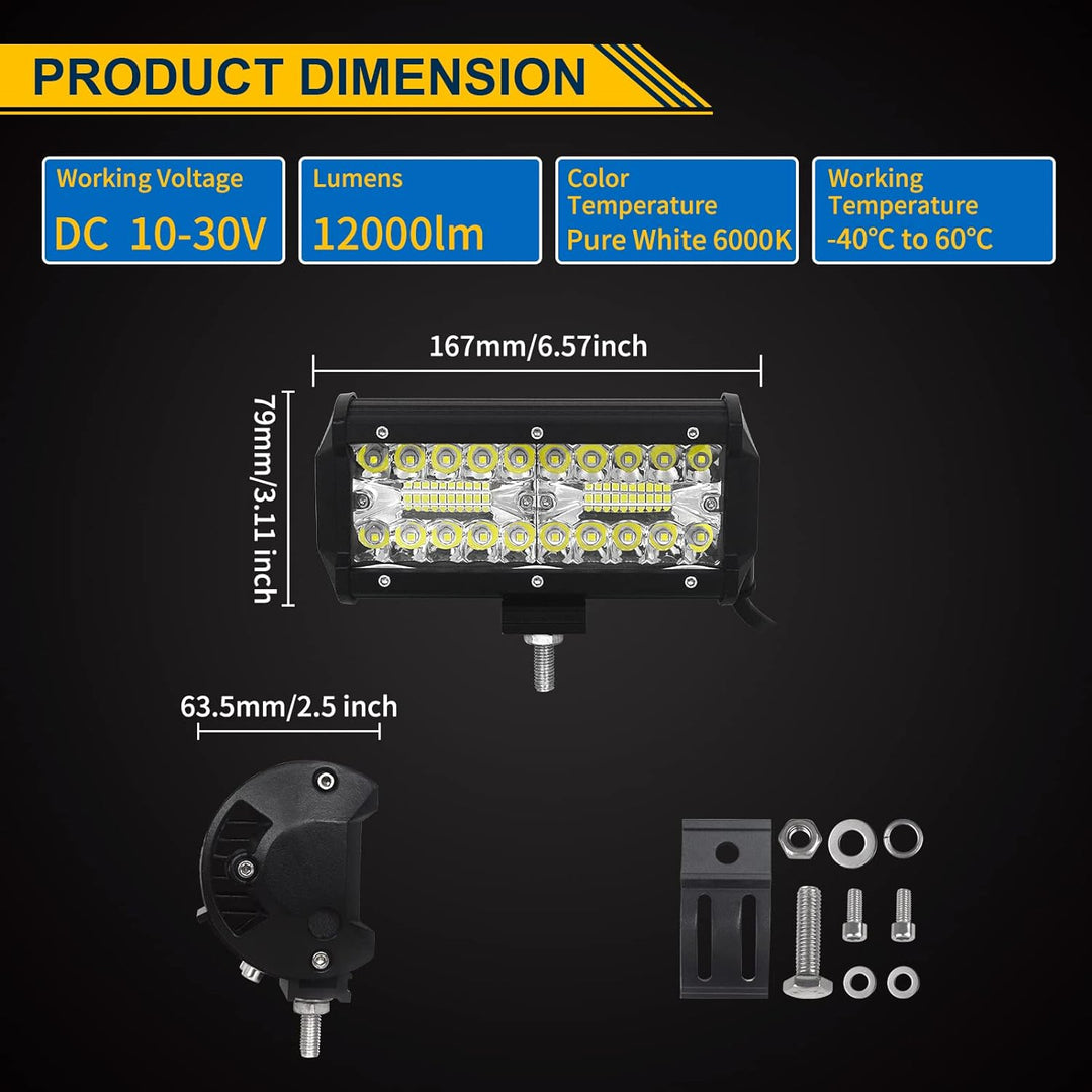 SKYWORLD LED Arbeitsscheinwerfer Bar 2 X 17.8cm 120W LED Scheinwerfer 12V 24V Arbeitslicht Zusatzsch