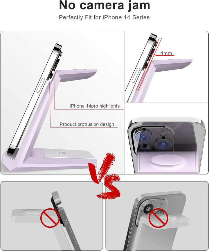 3 in 1 Induktive Ladestation Apple Watch und iPhone, Kabelloses Ladegerät für iPhone 17/16/15/14/13/