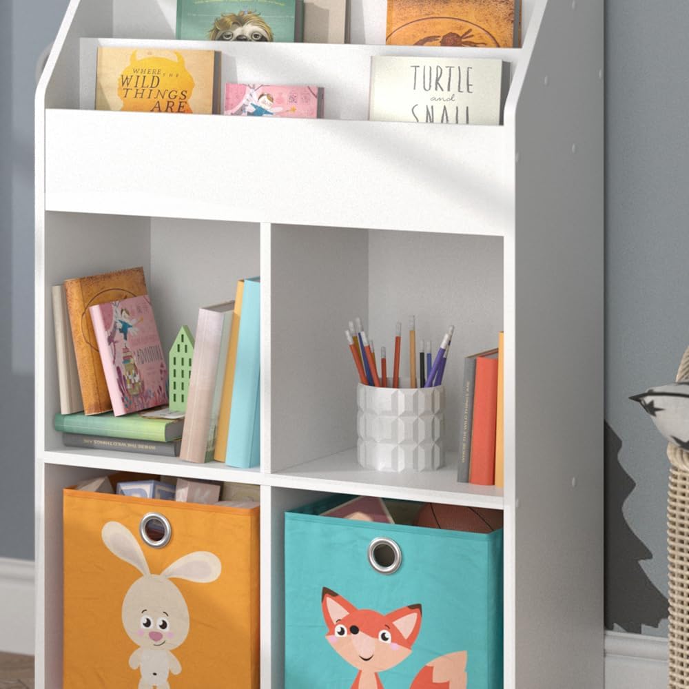 Vicco Kinderregal Luigi, Weiss, 72 x 114.2 cm mit 2 Faltboxen, mit 2 Faltboxen