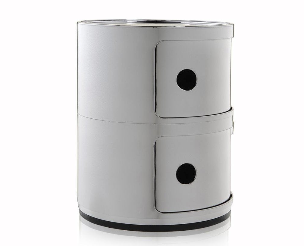 Kartell Componibili, 2 Elements, Verchromt, Runde Basis 2-fächer Verchromt, 2-fächer Verchromt