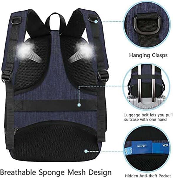 MATEIN Schulrucksack 15,6 Zoll Laptop Notebook Rucksack Backpack Schultasche für Männer mit USB Lade