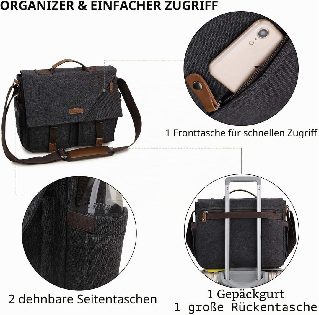 VX VONXURY Umhängetasche für Männer, Leicht Wasserfeste 15,6-Zoll-Laptoptasche Schule Büro Messenger