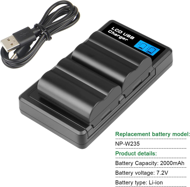 Shentec Li-ion 7.2V 2000mAh Akku für NP-W235 kompatibel mit Fujifilm X-T4 Fujifilm VG-XT4 Fujifilm X