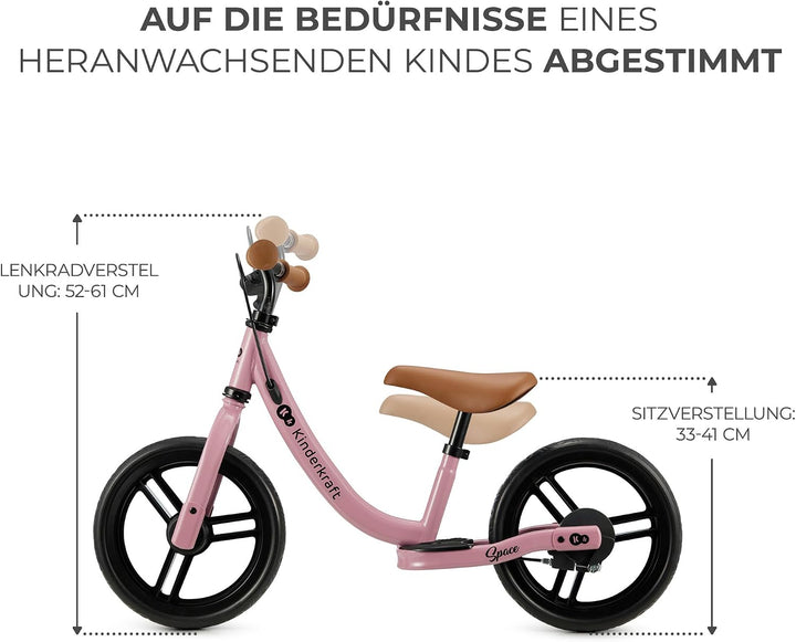 Kinderkraft SPACE2 Laufrad, Lernlaufrad, Kinderlaufrad, Höhenverstellbarer Sattel, 12 Zoll Räder, Me