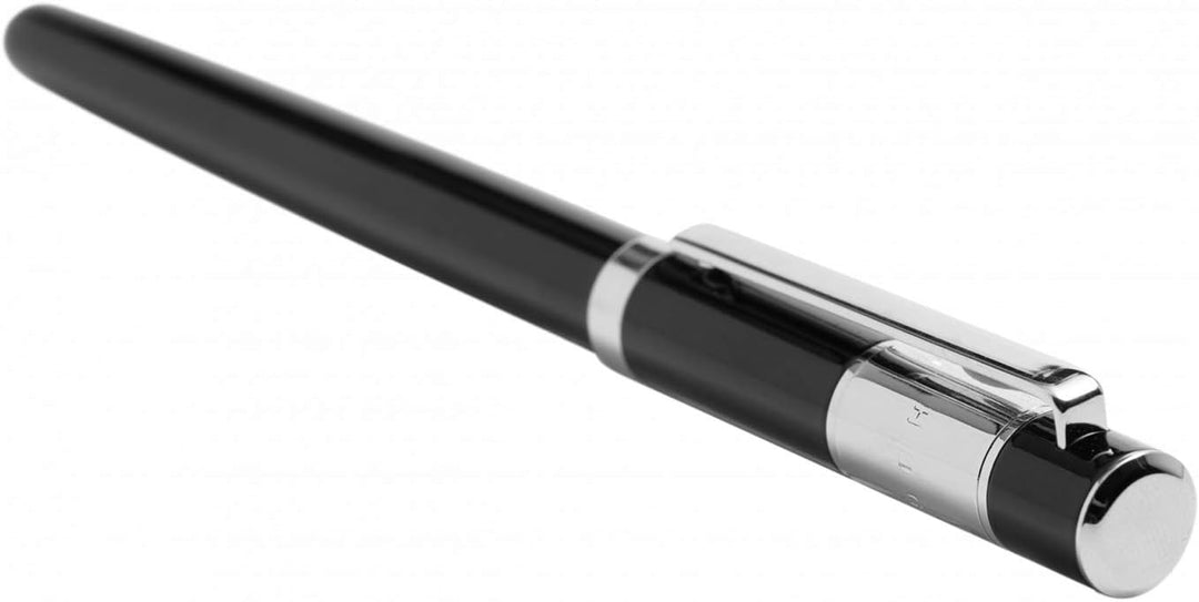 Hugo Boss Kugelschreiber Ribbon Classic Messing Chrome Schwarz Silber, HSR0455A 1 Stück (1er Pack)