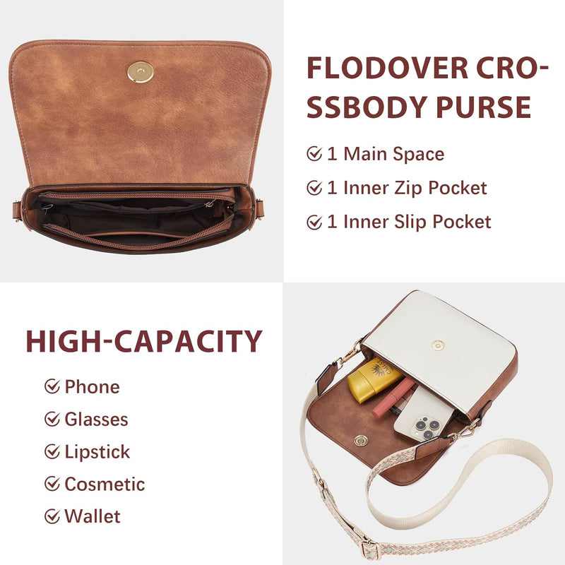 BOSTANTEN Damen Crossbody Bag mit verstellbarem Farbigem Riemen, Damen Umhängetasche aus PU Leder, S