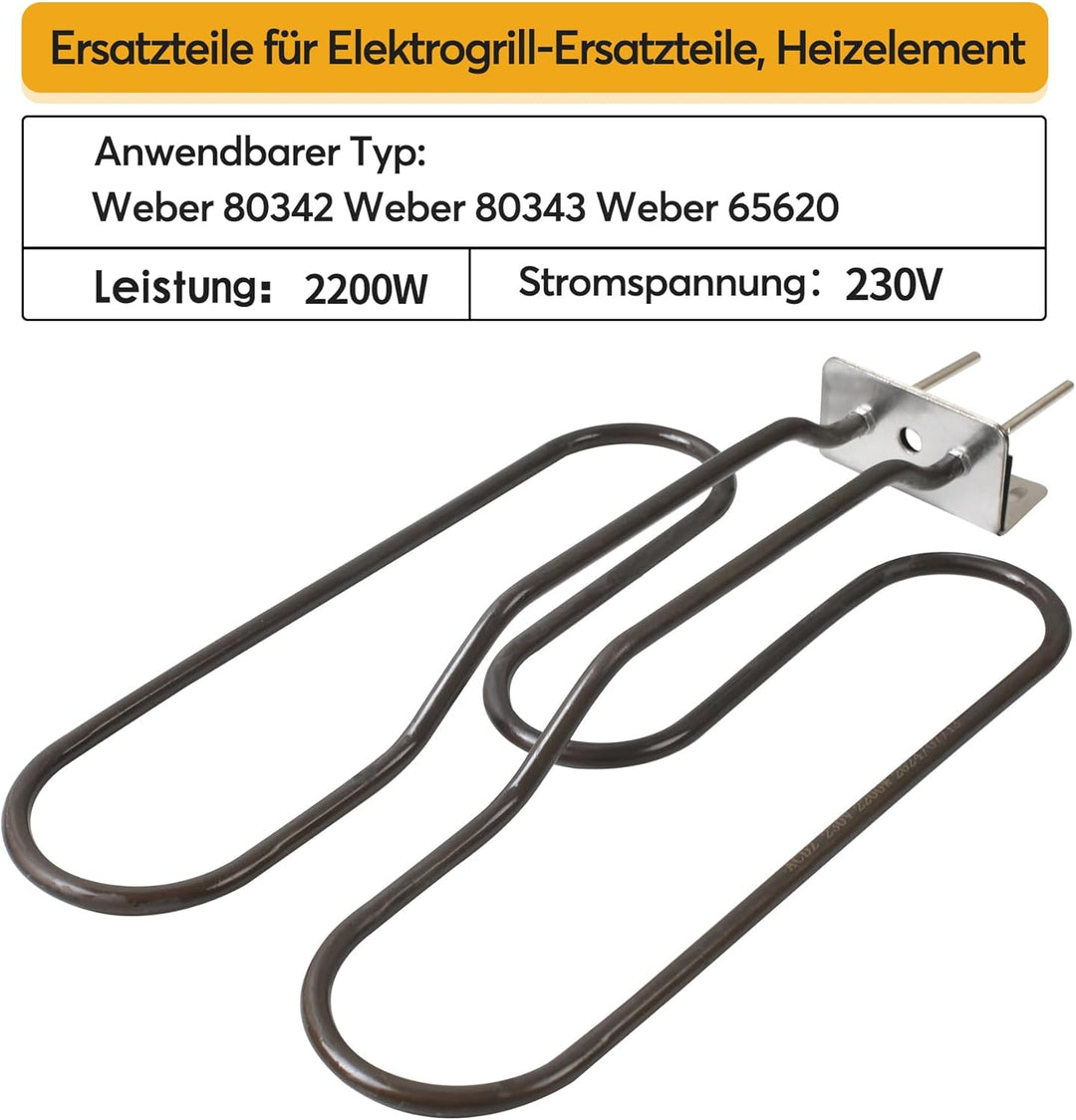 Gemsaya Ersatzteil Heizelemen 80342 80343 65620 für Weber Elektrogrill, 2200W 230V Grill Heizelement