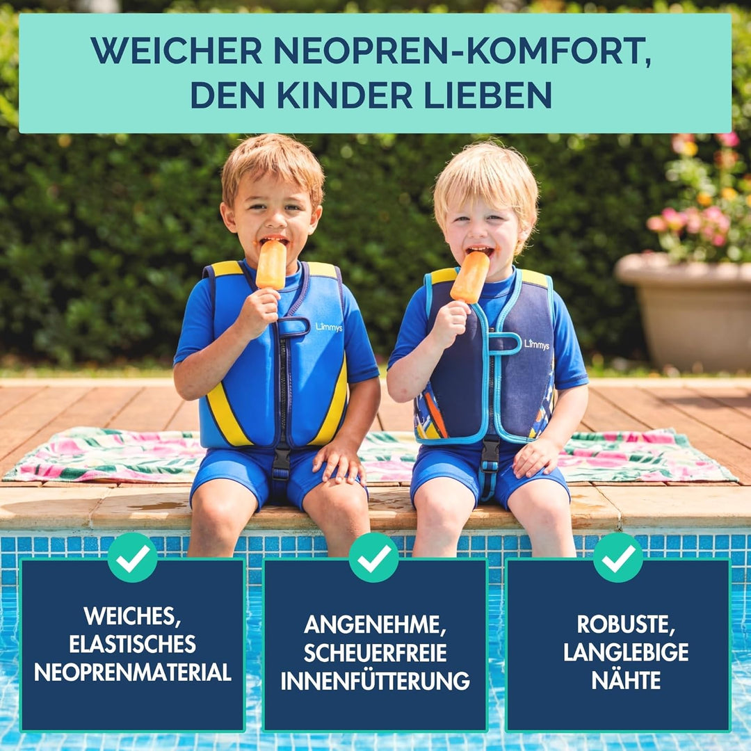 Limmys Premium Neopren Schwimmweste für Kinder, ideale Schwimmhilfe für Jungen und Mädchen, EXTRA