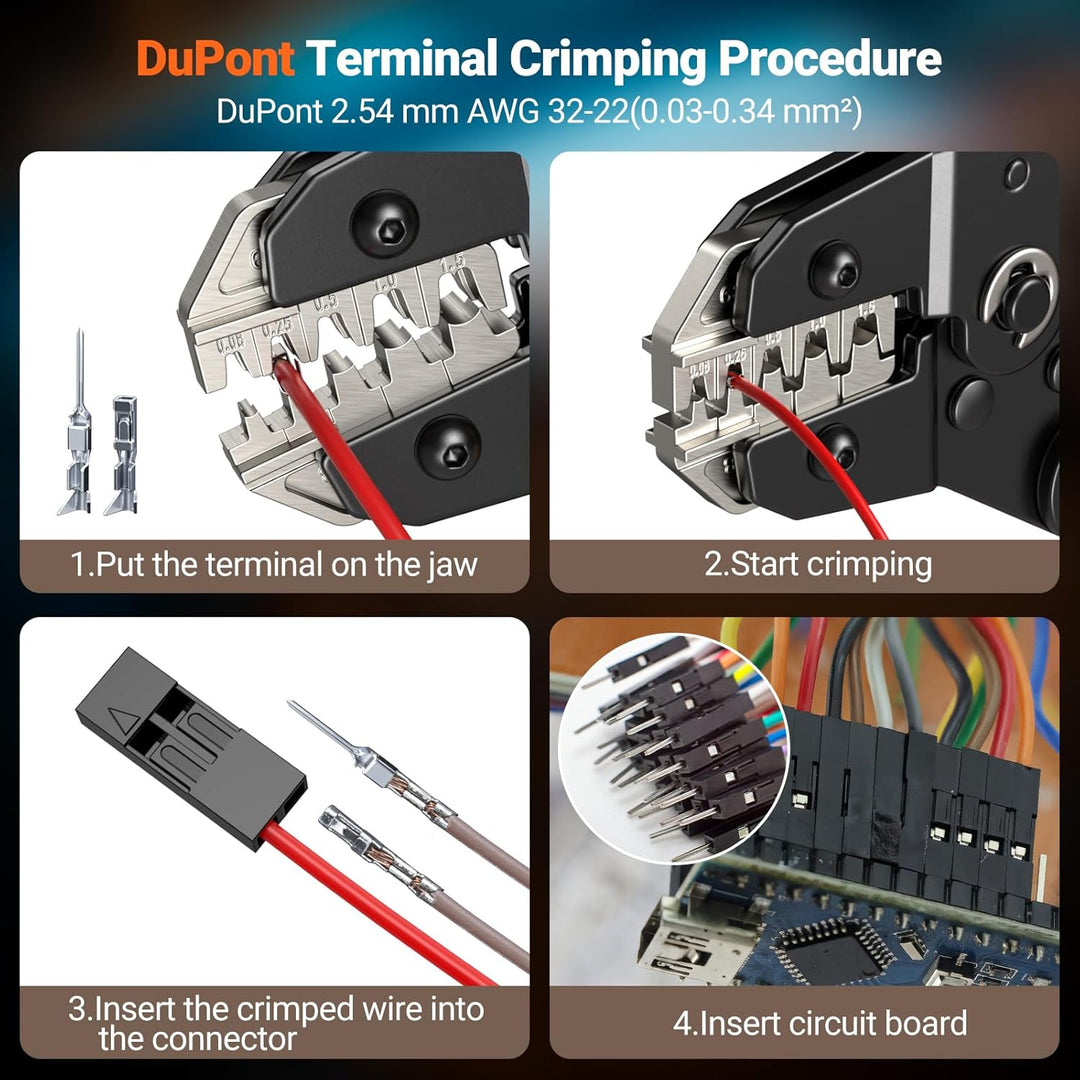 Preciva 2220pc DuPont Crimpzange Tool Crimpzange Set passt für 0.08-1.5 (AWG28-16) mm nicht isoliert