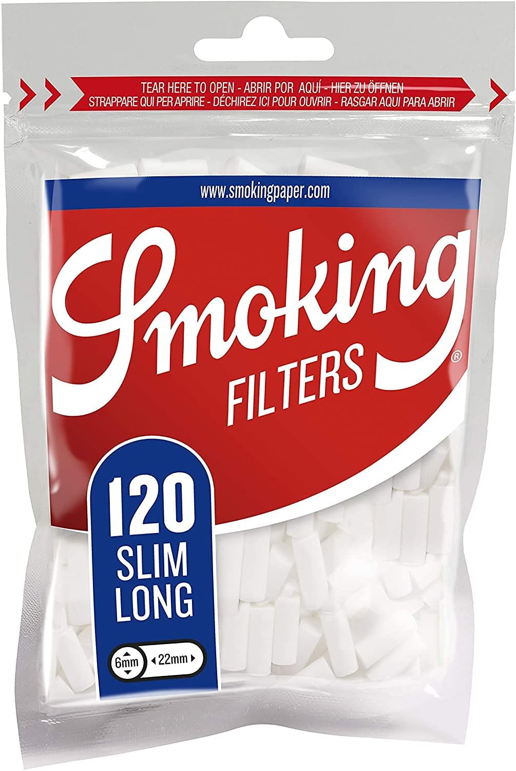 Smoking Classic Filters Long Size Slim Zigarettenfilter Lang 10x Bags (1200 Filter)