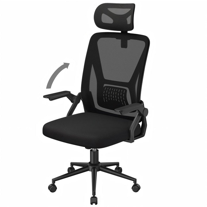 naspaluro Bürostuhl, Schreibtischstuhl mit Mesh, Lenden- und Kopfstütze, Drehstuhl mit 90° Klappbare