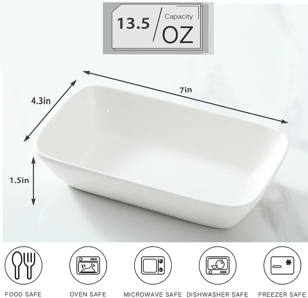 Auflaufform Porzellan 4er Set, 400 ml Rechteckige Porzellan Backformen für je 1 Portion, Klein Aufla