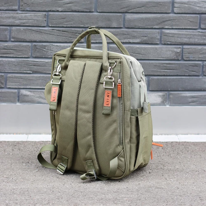 LIINI® Wickelrucksack Olive rPET – 29L Wickeltasche Rucksack aus recycelten PET-Flaschen, wasserfäch