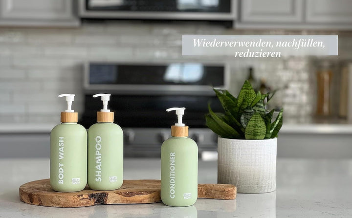 OLLIES Shampoo- und Spülungsspender, Duschseifenspender für Badezimmer, 3er-Set mit permanentem, sti