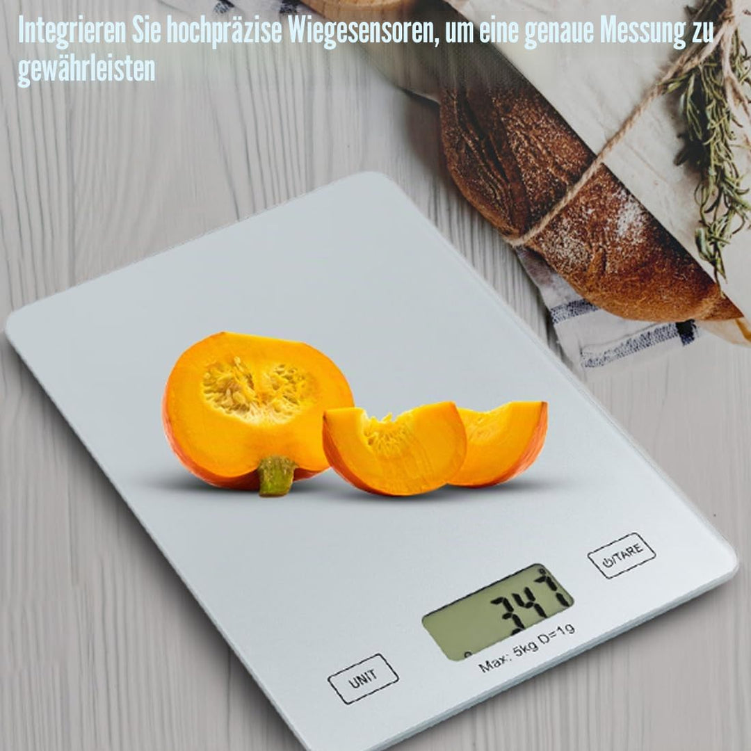 Küchenwaage Digital, digitale Küchenwaage bis zu 5 kg Tragkraft, Backwaage, klassisches Design, leic