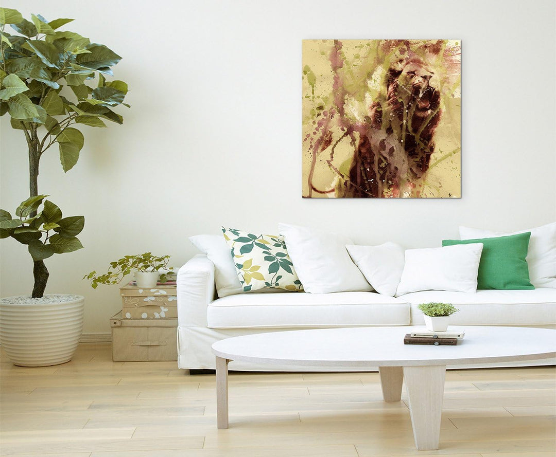 Loewe_60x60cm Splash Art Paul Sinus Aquarell, Gemälde, Kunstbild auf Leinwand