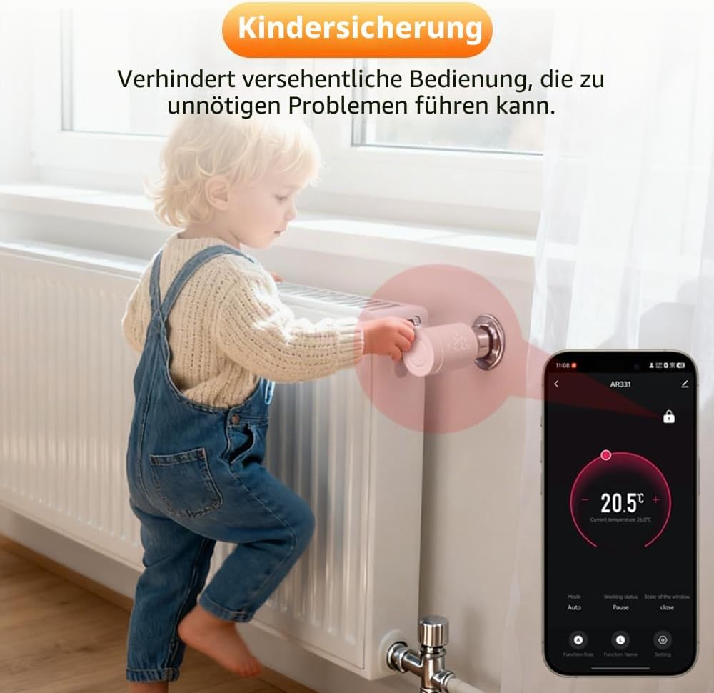 AR331-WZ Smart Heizkörperthermostat ZigBee, Energieeinsparung, Heizungssteuerung per App (Smart Life