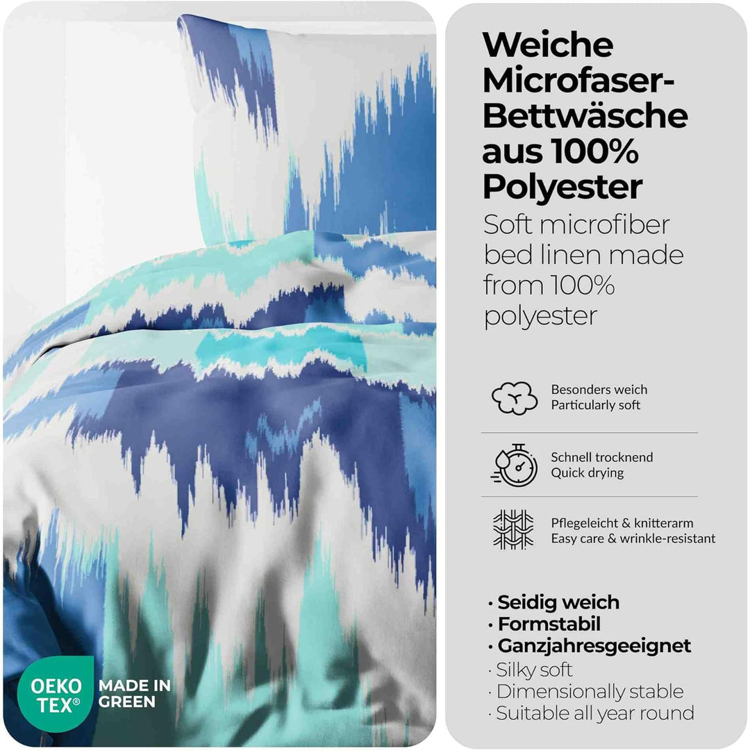 etérea Microfaser Bettwäsche Lex 200x220 3er Set - Bügelfrei mit Reissverschluss - nach100