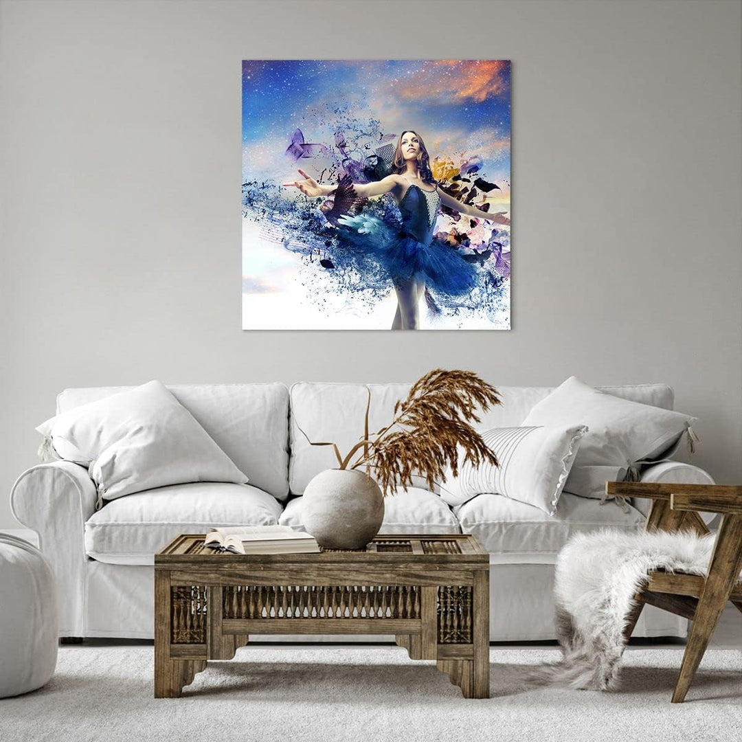 Bilder auf Leinwand 70x70cm Leinwandbild Ballerina Tänzer Tüll Kleid Gross Wanddeko Bild Schlafzimme