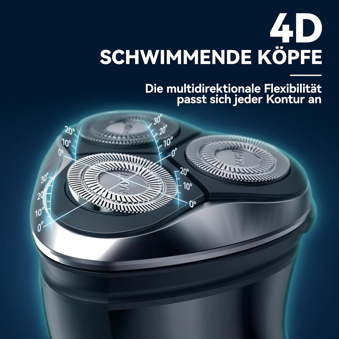 MAX-T Rasierer Herren Elektrisch Nass und Trocken, 3D ProSkin IPX7 Wasserdicht Elektrorasierer mit P