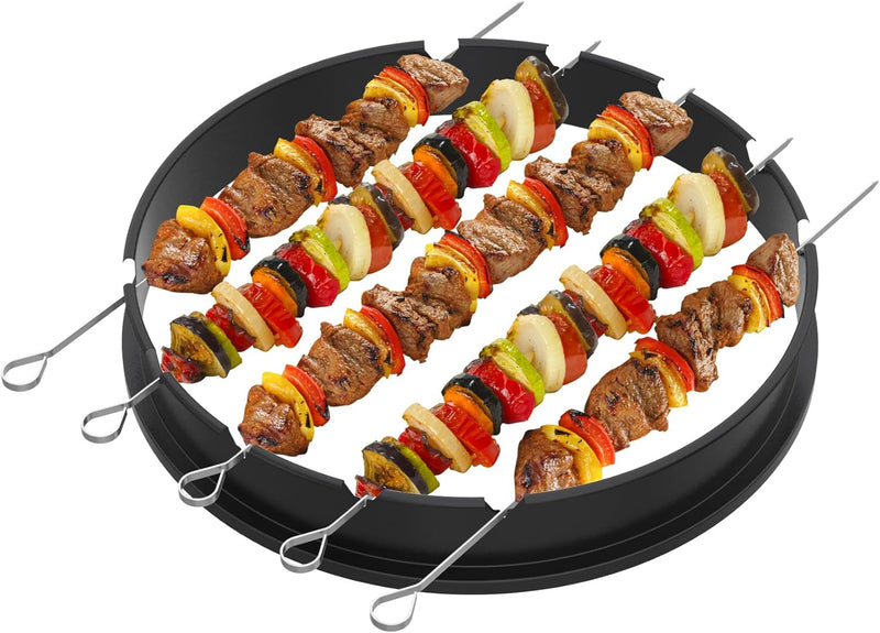 Onlyfire Schaschlik Rotisserie Grillspiess Set, 5 Spiesse mit Grillaufsatz, Schaschlikspiess für 57