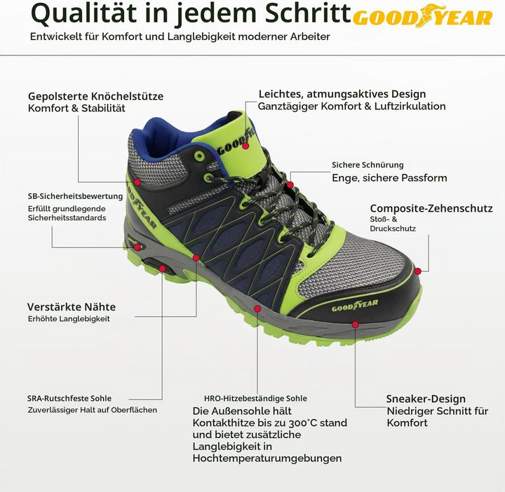 Goodyear Herren S1p Sra Sicherheitsstiefel, Yellow Blue, 45 EU Gelb Blau 45 EU, Gelb Blau 45 EU