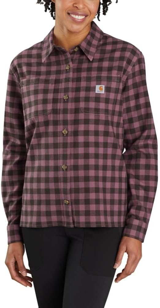 Carhartt Damen Rugged Flex Loose Fit Mittelschweres Flanell-langarmhemd Button-Down-Arbeitshemd, Ame