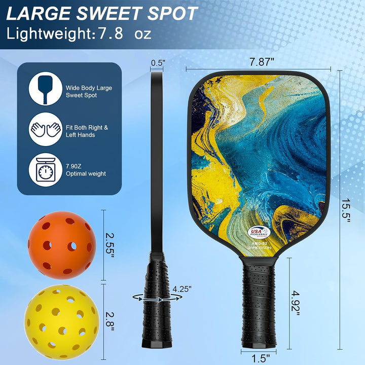 Pickleball-Paddel, USAPA-zugelassene Fiberglas-Oberfläche, Pickleball-Set mit 2 Stück, leichte Pickl