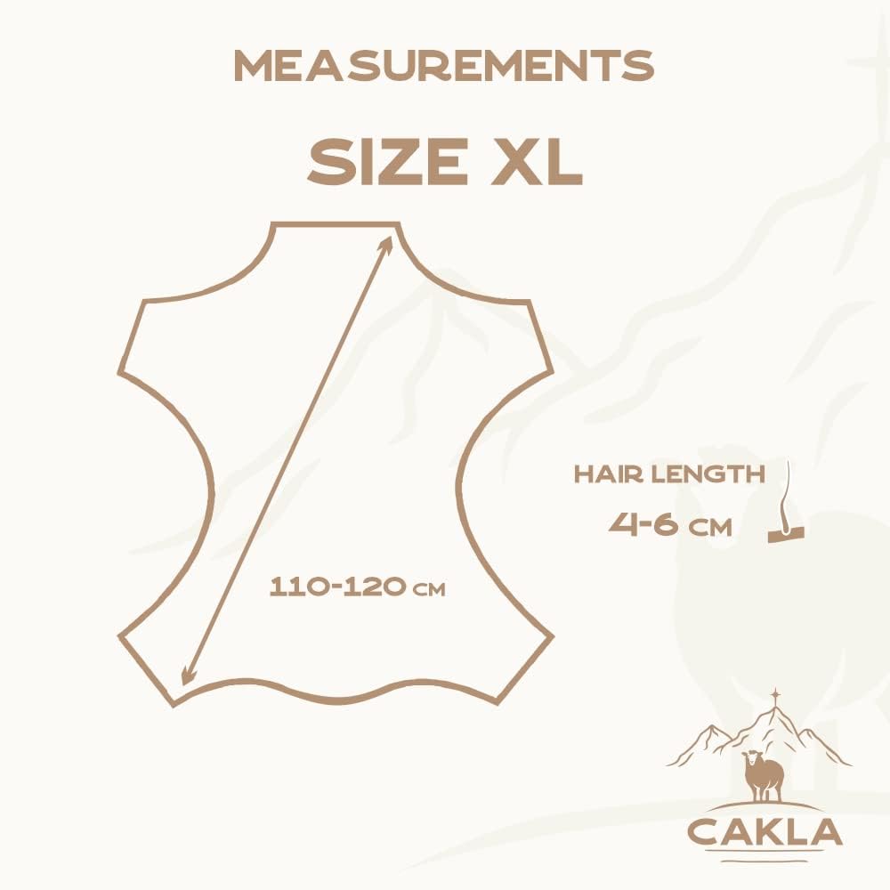 Cakla Lammfell Echt 110-120 cm - Schaffell Echt Gross - Fellteppich Weiss - Weich und Flauschig - Fe