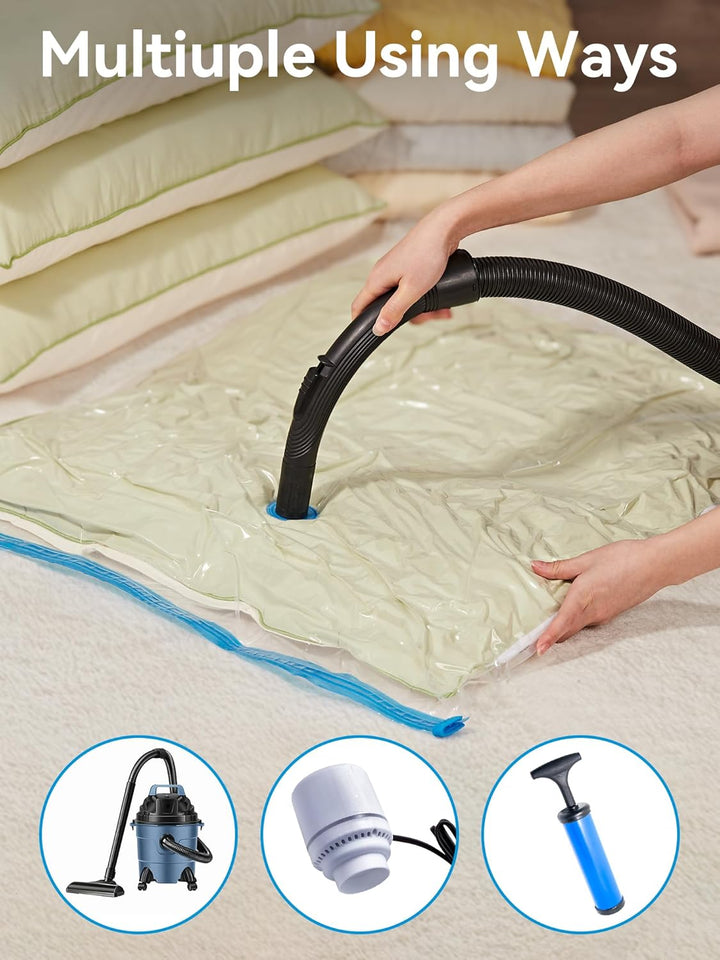 HEETA Vakuumbeutel für Kleidung 6 Stück, Jumbo Vakuum Wiederverwendbar Kleiderbeutel mit Aufkleber u