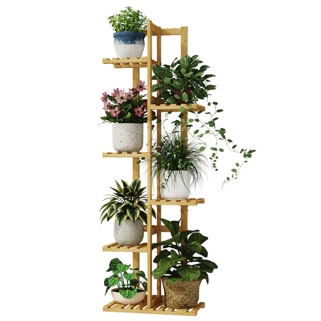 Bamworld Pflanzenständer Blumenständer Bambus Pflanzenregal Indoor Blumenregal Kleines Metall Blumen