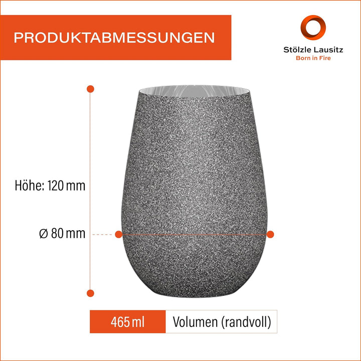Stölzle Lausitz Longdrinkbecher Stones Basalt / 6er Set Trinkgläser/Cocktailgläser/hochwertiges Long