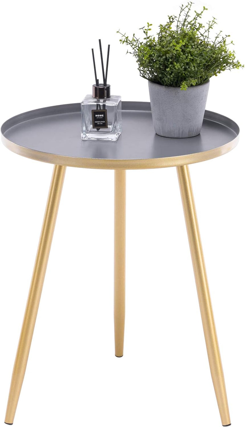 YOUDENOVA Beistelltisch Metall Wohnzimmertisch Gold Rund Couchtisch Kleiner Sofatisch Modern Deko Ti