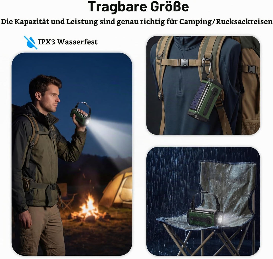 MONODEAL Tragbar Kurbelradio, 4 Wege Laden Notfallradio mit Kurbel und Solar, Emergency Radio Eingeb
