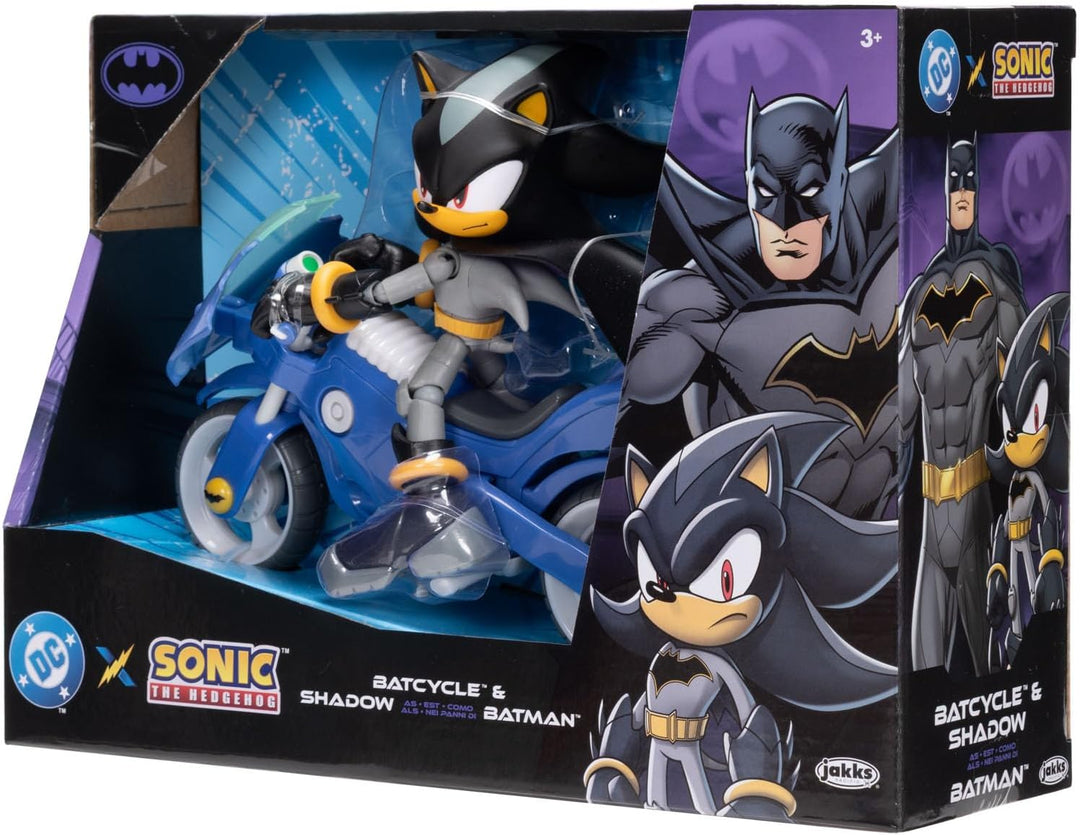 DC x Sonic Shadow als Batman &amp; Batcycle Actionfiguren-Set, offiziell lizenziert von Jakks Pacific, 1