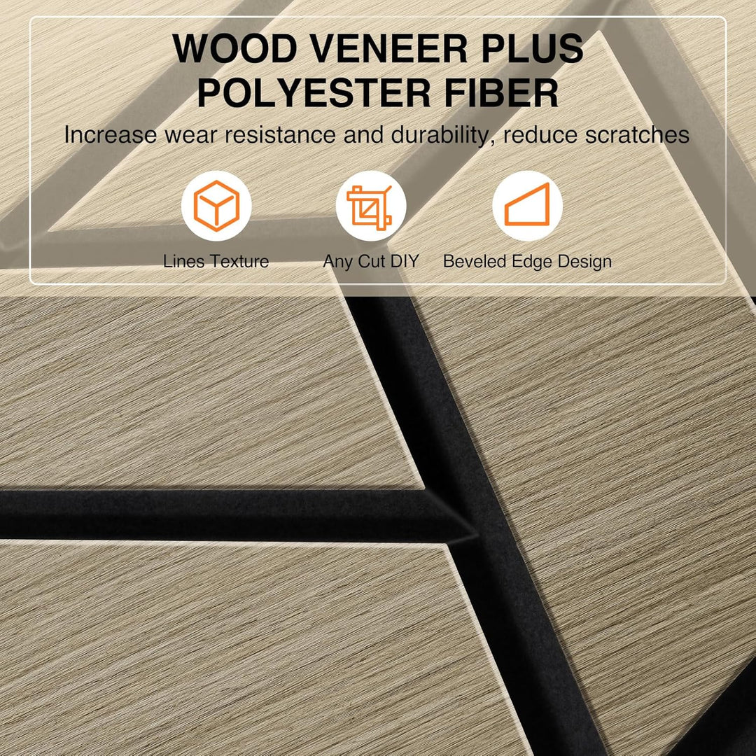 JAMELO Akustikpaneele Holz Furnier 10 Stücke | 30 * 15 * 1.2cm Akustikplatten Selbstklebend 3D Wandp