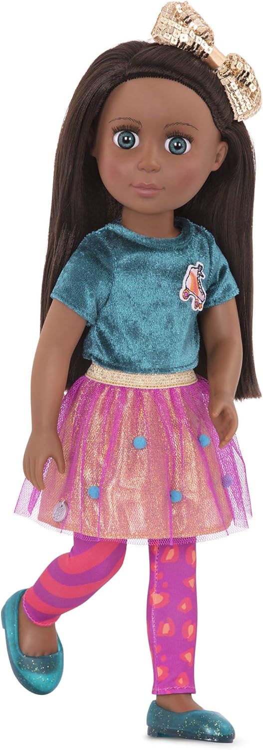 Glitter Girls Puppe Odessa – Bewegliche 36 cm Puppe mit Puppenkleidung, Zubehör und braunen langen H