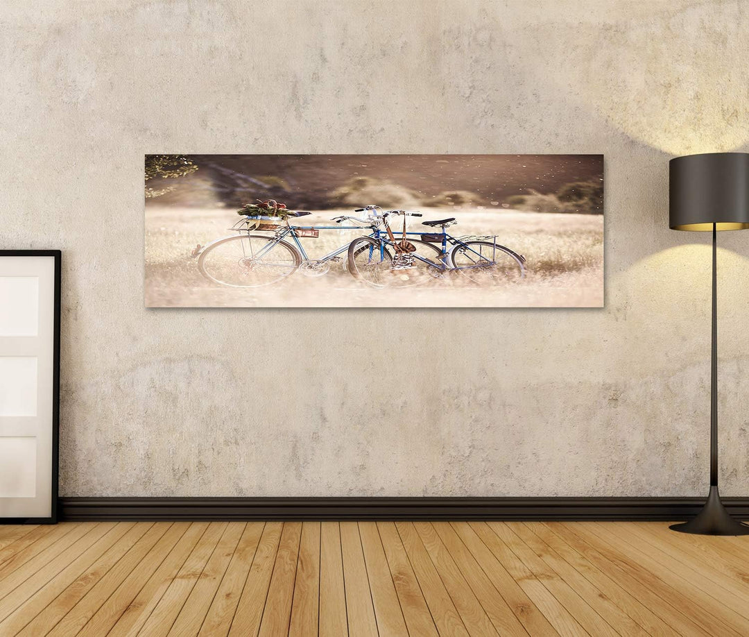 islandburner Bild auf Leinwand Schöne Landschaft Fahrrad Retro Bilder Wandbilder Poster Leinwand 120