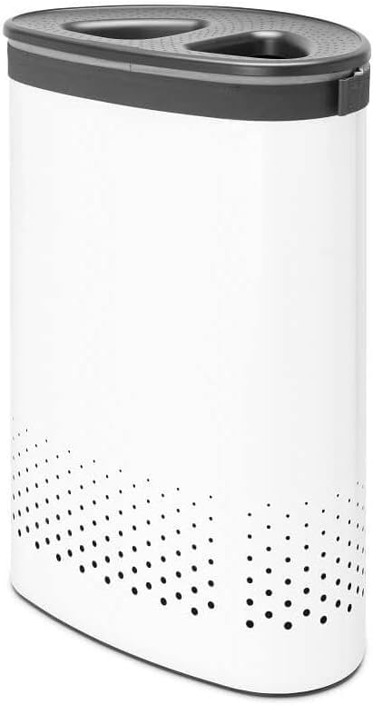 Brabantia - Selector Wäschekorb - Doppelten Quick-Drop-Deckel - Zwei Wäschekörbe - Wäschesack aus Ba
