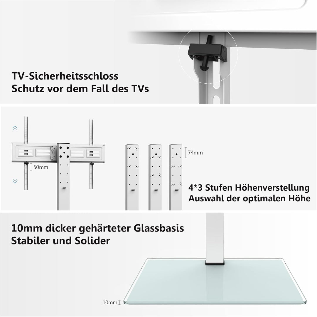 FITUEYES TV Standfuss Universal TV Ständer für 50-85 Zoll Flach &amp; Curved Fernseher bis zu 50kg Schwe