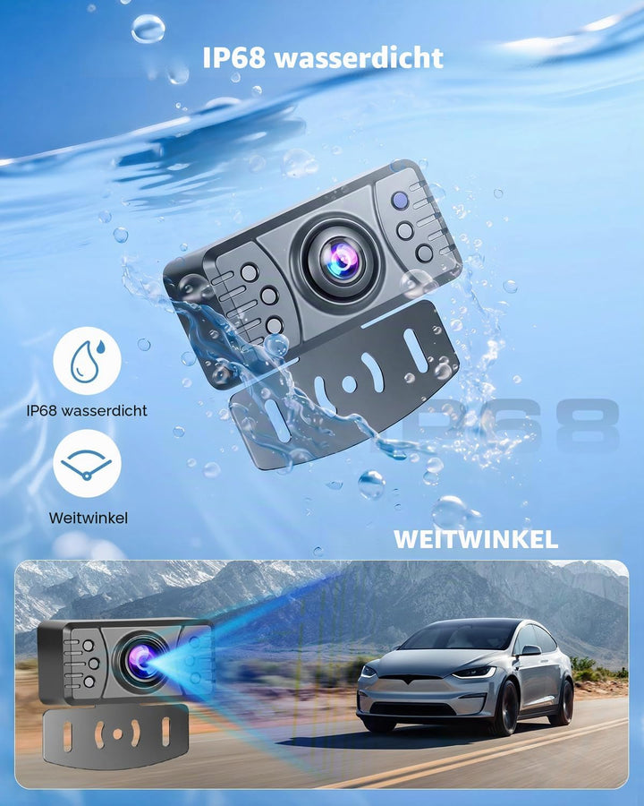 Hikity 4,3 Zoll Kabelloses Universelles Rückfahrkamera-System für Mini-Auto, Van, SUV, Pickup, Anhän