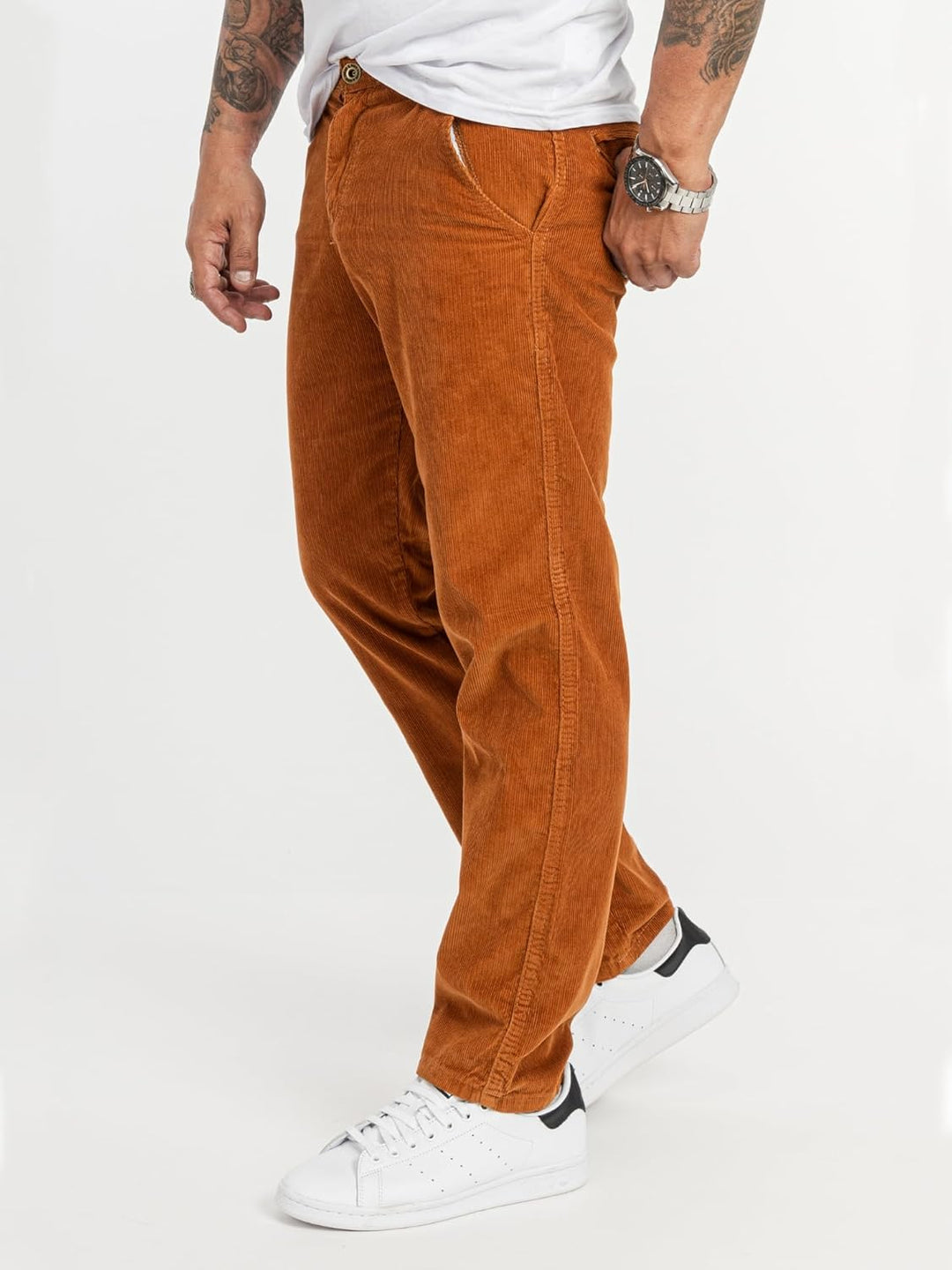 Rock Creek Herren Cord Hose Regular Fit Chino Hose RC-2156 33W / 30L Orange, 33W / 30L Orange