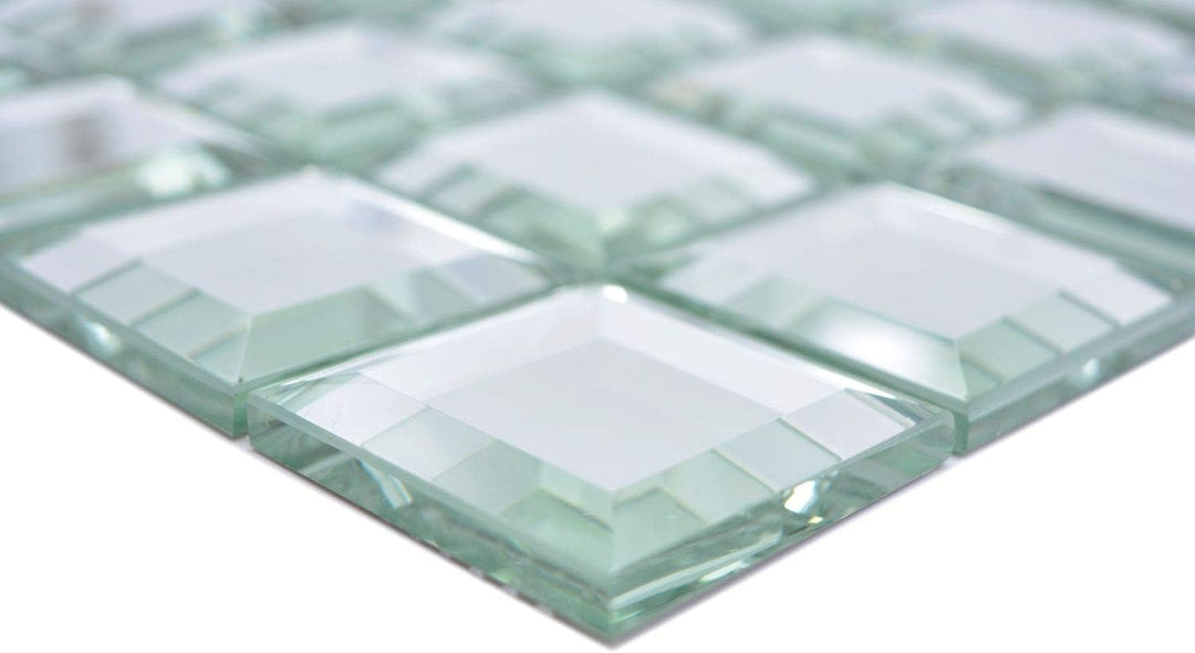 Mosaik Fliese Glasmosaik Quadrat Quadrat Mirror Metro Spiegelmosaik für WAND KÜCHE Wandverblender Fl