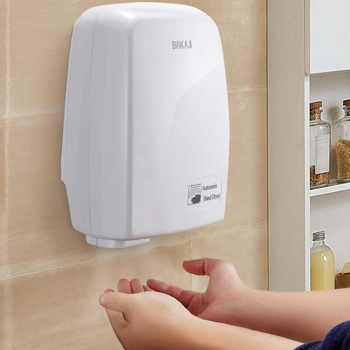 Bakaji Secador de Manos Eléctrico Automático secador de Aire Caliente de Pared - Baño Rápido con Sen