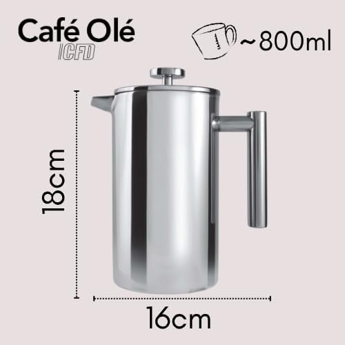 Grunwerg Cafetiere, doppelwändig, für 6 Tassen, Hochglanzpolitur Hochglanzpolitur 800ML, Hochglanzpo