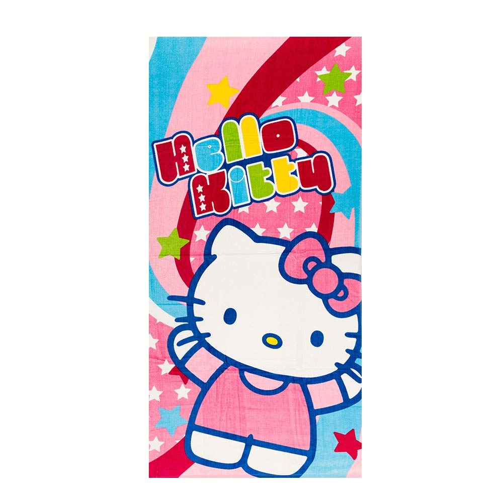 Soleil d'ocre Strandtuch 75x150 cm Hello Kitty 075" Samt Bedruckt 100% Baumwolle