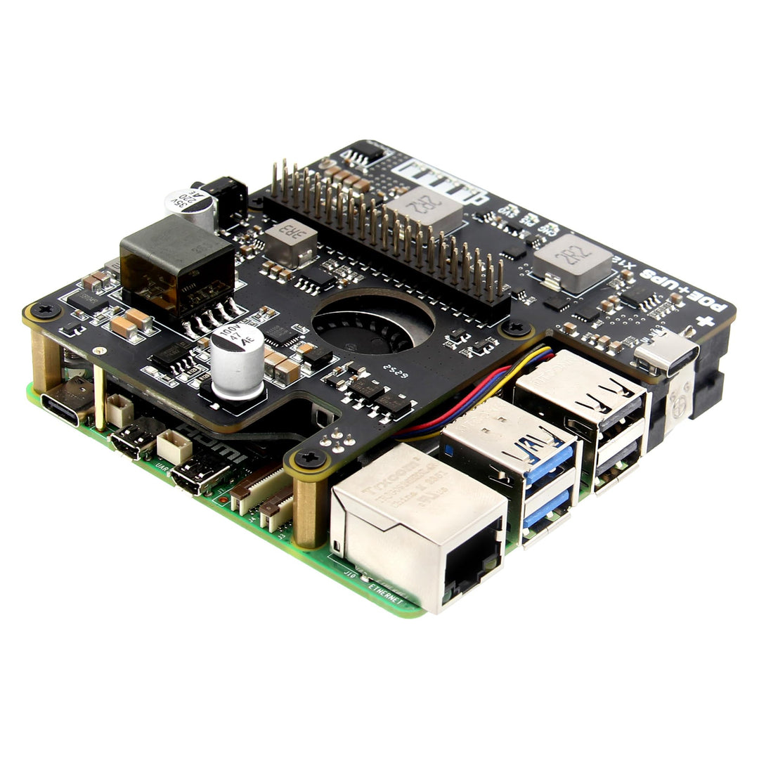 Geekworm X1207 2-in-1 PoE+ & UPS HAT for Raspberry Pi 5 (2/4/8/16GB), IEEE 802.3at 5V 5A Output, Sup